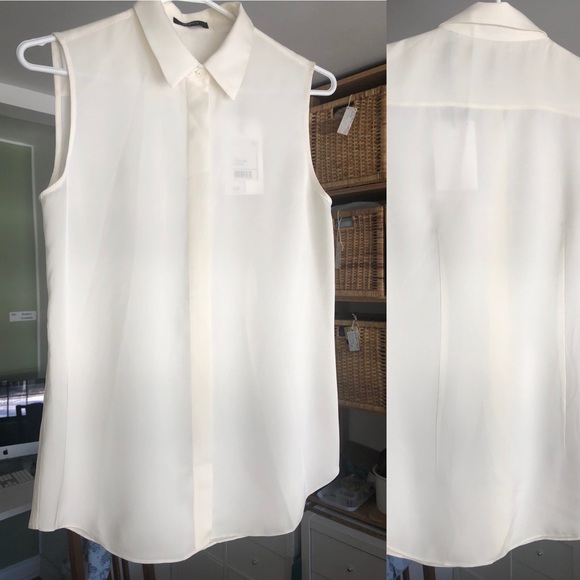 Theory Tanelis Georgette-satin Top - Picture 3 of 6